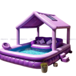 Durable, customizable inflatable pools and pool-houses built from heavy-duty PVC