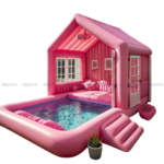 Chic pink inflatable pools and pool-houses