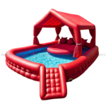 Luxury Red Inflatable Pool with Canopy & Water Bed