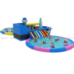 Space Adventure Inflatable Water Park with Dual Pools - Astronaut Theme Aquatic Playground